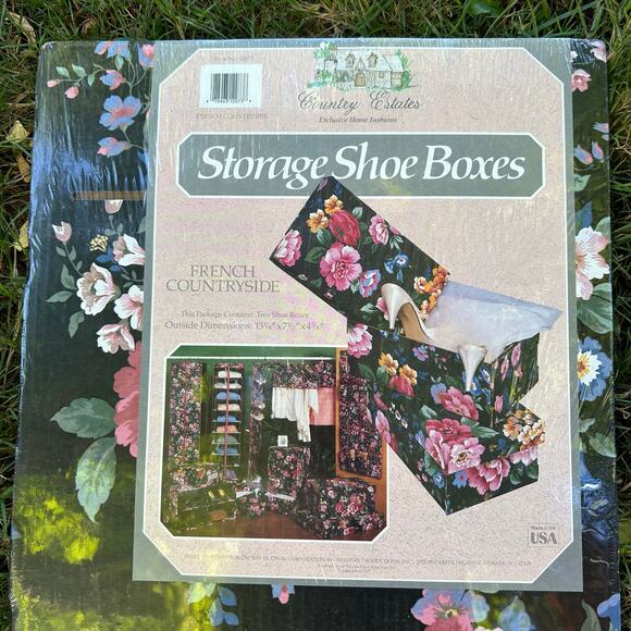 Vintage Country Estates Storage Shoe Boxes 2 Sealed Packs 4 Boxes Floral - Picture 1 of 4
